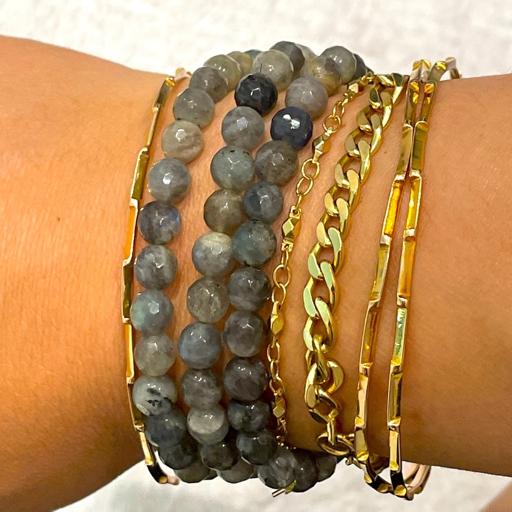 Set of 3 labradorite beaded bracelets